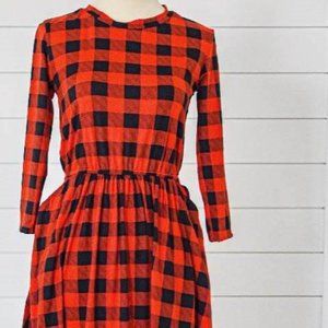 Buffalo plaid 3/4 sleeve dress NWT